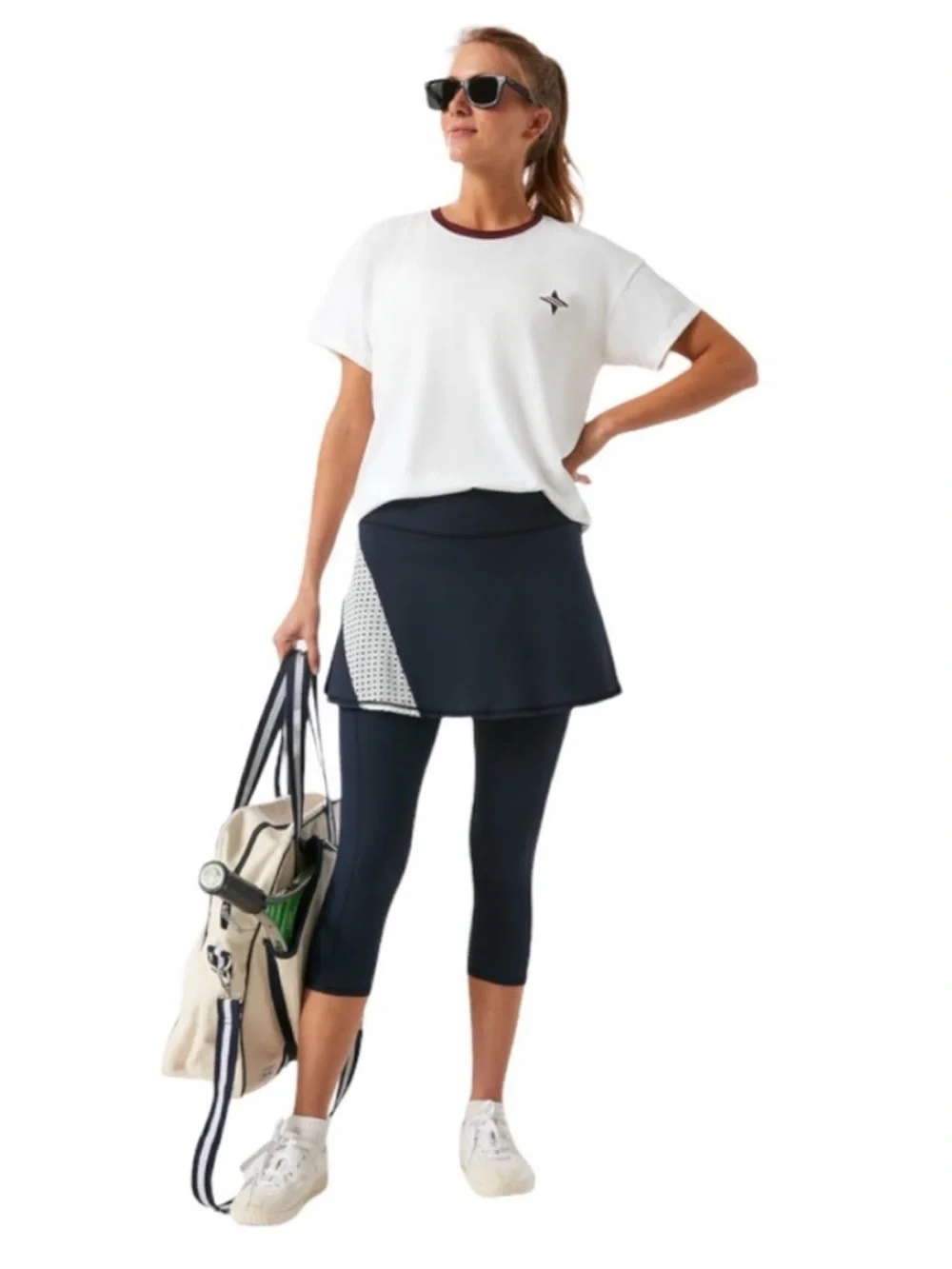 Tuckernuck Skirted Capri Pant Navy Blue XL NWT Tnuck Sport Active Athleisure